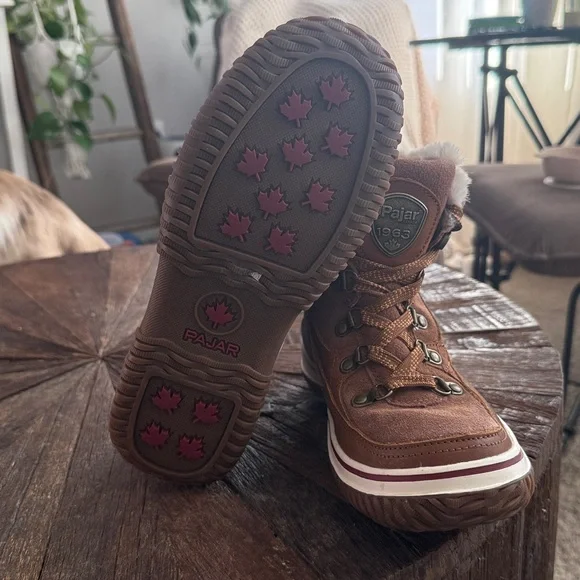 Pajar Canada Giselle Waterproof Leather Snow Boots Fur Lined Brown - Picture 6 of 11